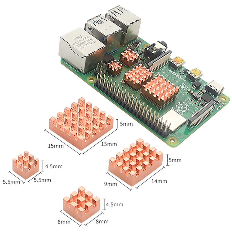 4pcs/סט מתכת נחושת גוף קירור פסיבי Pad קירור רדיאטור עבור Raspberry Pi 4B 4 דגם B באיכות גבוהה