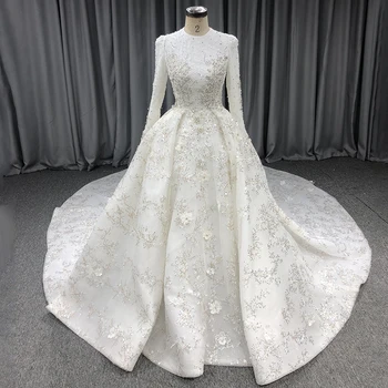 Serene Hill המוסלמים לבן יוקרה שמלות חתונה שמלות 2023-High-end חרוזים פנינה שמלת הכלה HA2525 בהזמנה אישית