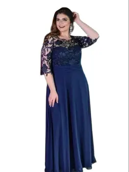 חיל הים כחול האמא של הכלה שמלות בתוספת גודל אלגנטי זמן שמלת מסיבת עבור הסנדקית אורחים חתונה שמלות vestidos דה סנדקית