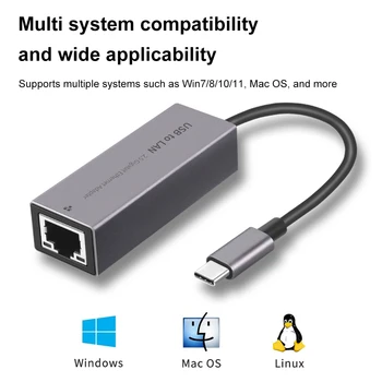 סוג-C/USB3.מ-0 ל רשת RJ45 כרטיס 2.5 G 2500Mbps USB Ethernet Adapter נסיעה חינם Plug and Play רשת מתאם ממיר