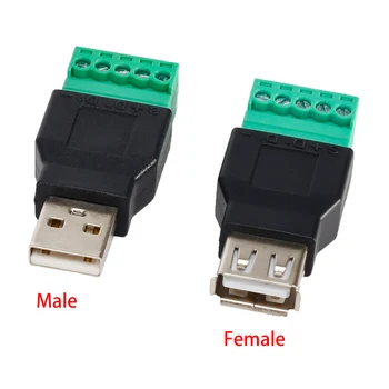 על 1Pc USB 2.0 סוג, זכר/נקבה ל 5-pin בורג מחבר USB ג ' ק עם מגן USB2.0 לדפוק מסוף לחבר