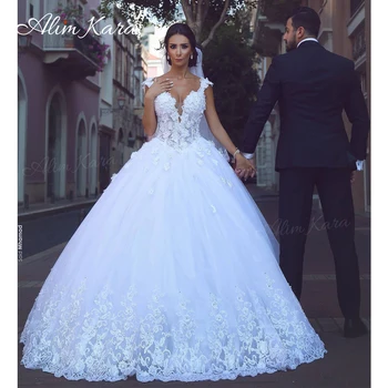 עלים קארה 3D פרחים לחתונה 2023 שמלה ללא שרוולים חרוזים קו רכבת בית משפט שמלת כלה נסיכים SM48 בתוספת גודל Vestido De נוביה